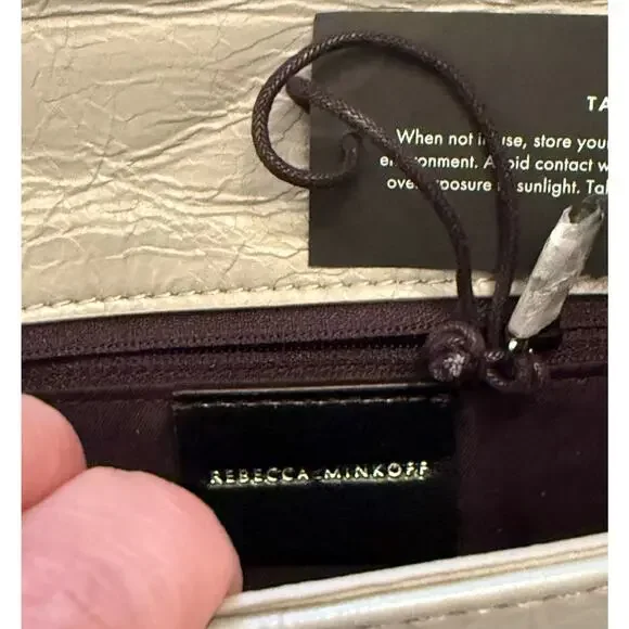 Rebecca Minkoff NWT | gray Deco quilted clutch handbag purse, silver accents - Picture 7 of 9